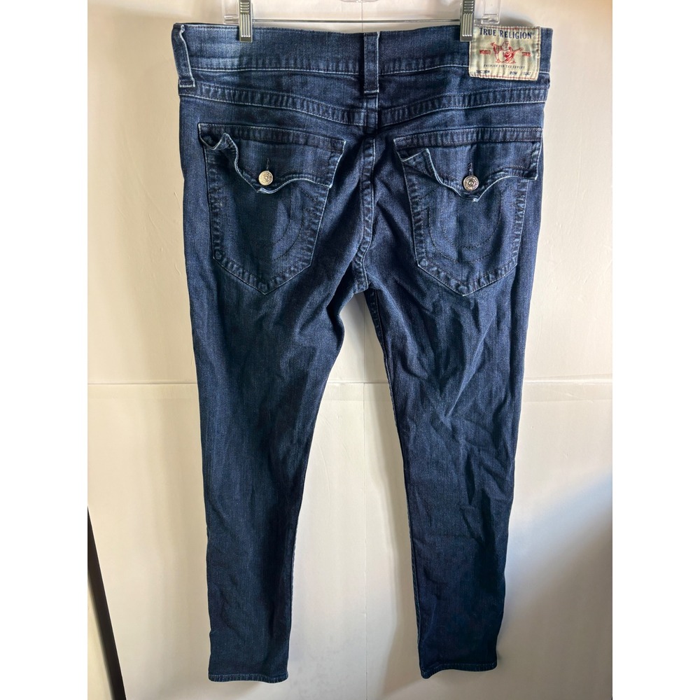True Religion Rocco Relaxed Skinny Jeans Dark Indigo Blue Mens Size 38 Denim